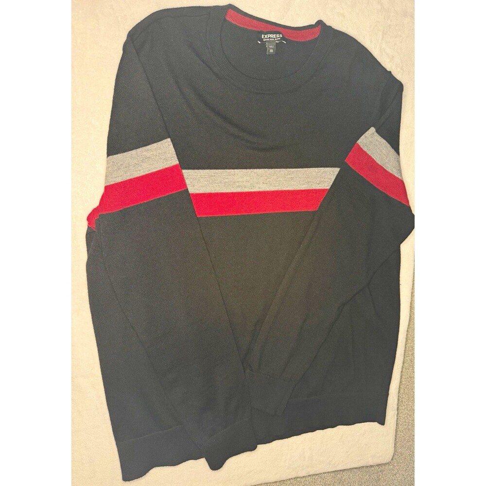 Express Men’s Merino Wool Blend Crewneck Striped Knit Sweater 2XL